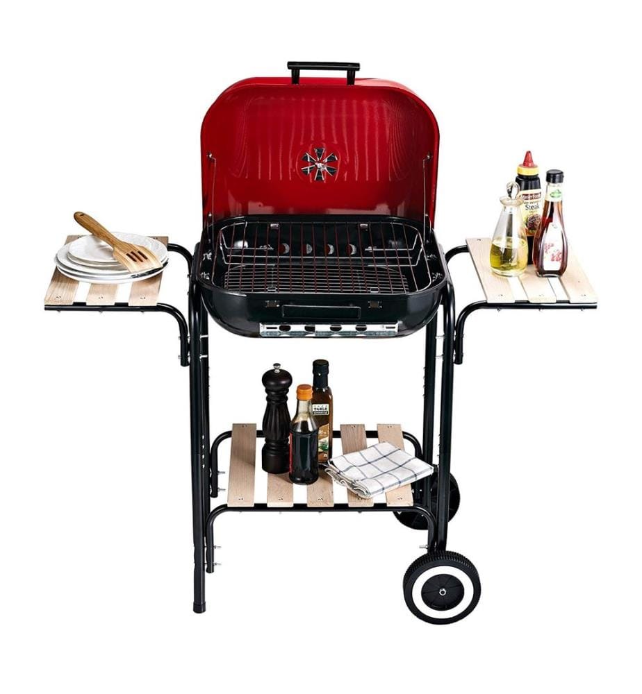 Holzkohlegrill Grillwagen Terrassen BBQ mit Ablageflächen