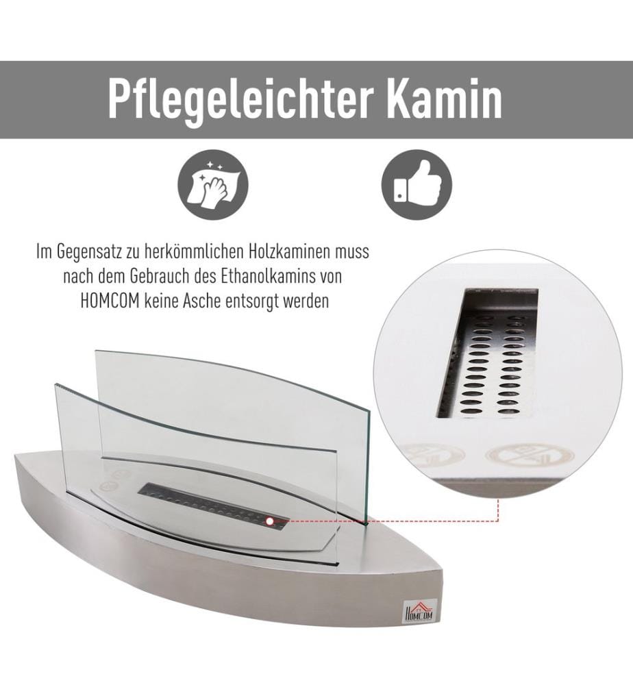 Ethanol-Kamin Tischkamin BioEthanol Ofen Edelstahl
