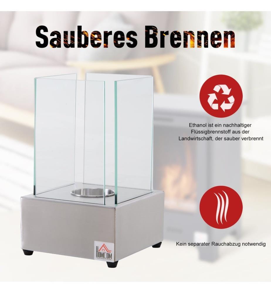 Ethanol-Kamin Tischkamin BioEthanol Ofen Edelstahl