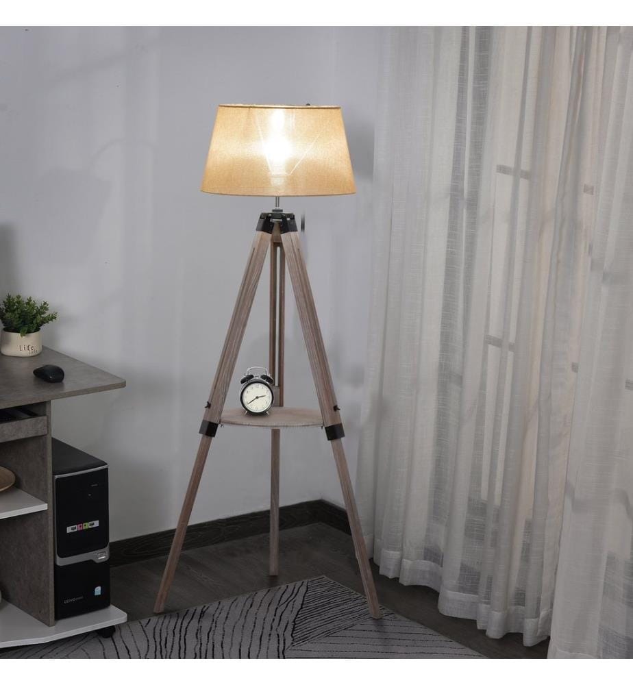 Stehlampe mit Regal 110-150 cm Malmö Braun Wash