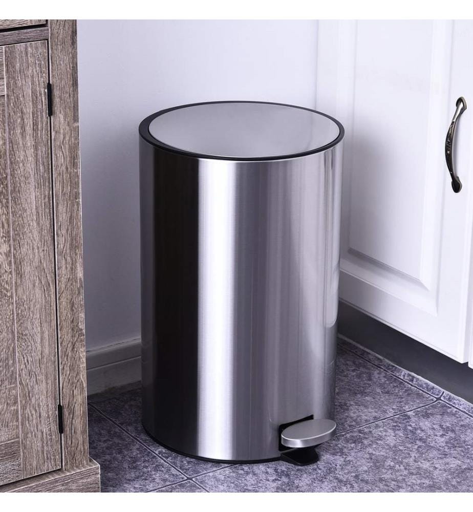 Poubelle à pédale en acier inoxydable de 20 litres avec seau intérieur et système Soft Close
