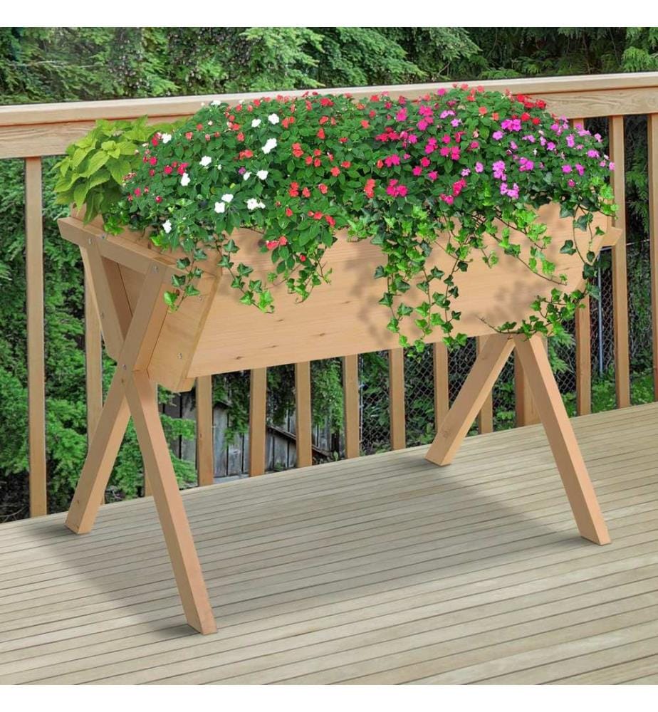Jardinière surélevée avec toile de paillage