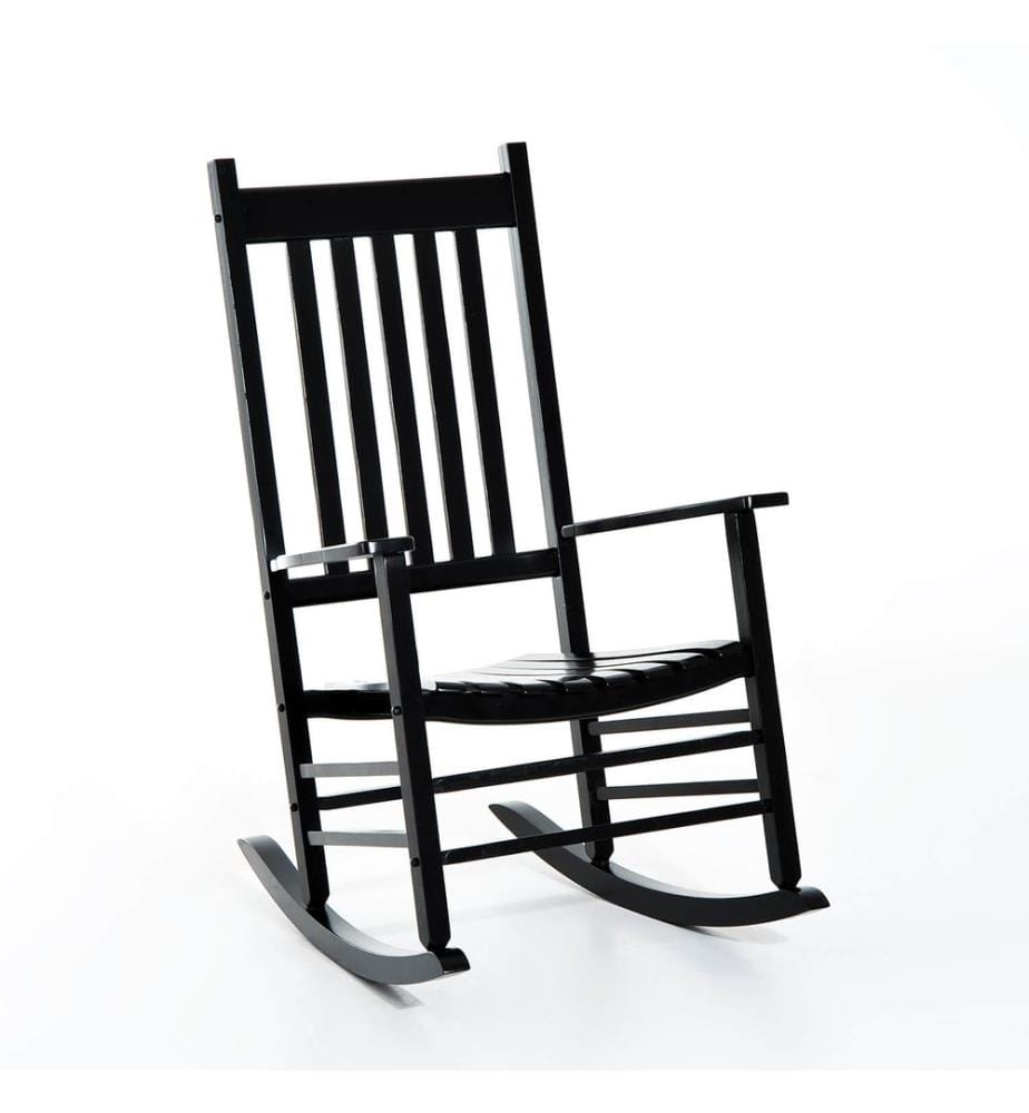Fauteuil à bascule de jardin avec accoudoirs, en bois de peuplier noir