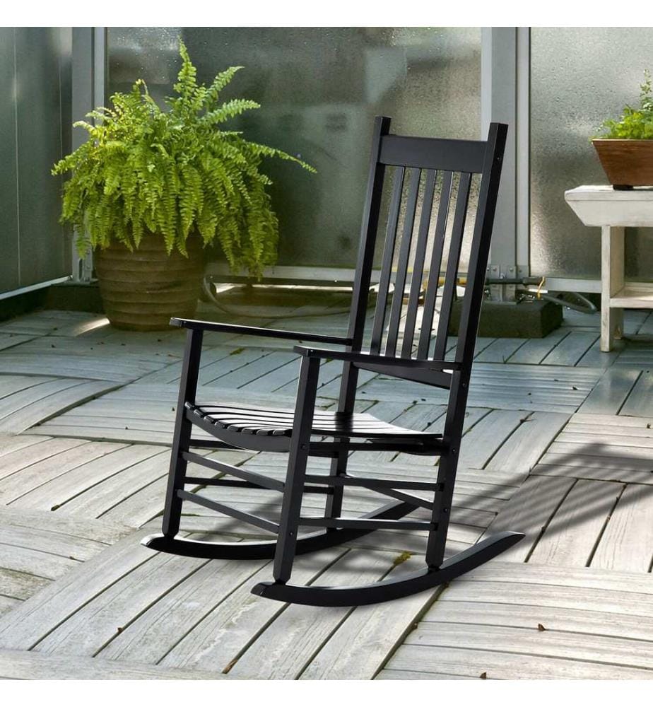 Fauteuil à bascule de jardin avec accoudoirs, en bois de peuplier noir
