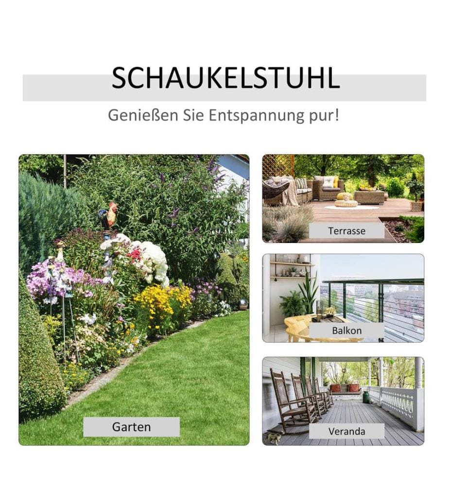 Schaukelstuhl Gartenstuhl Bambus weiss
