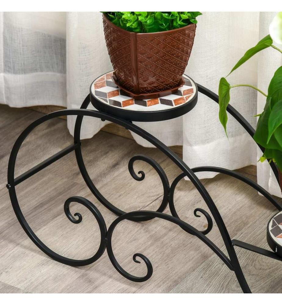 Plant Staircase, Flower Staircase, 2-Tier Plant Shelf - Mosaic