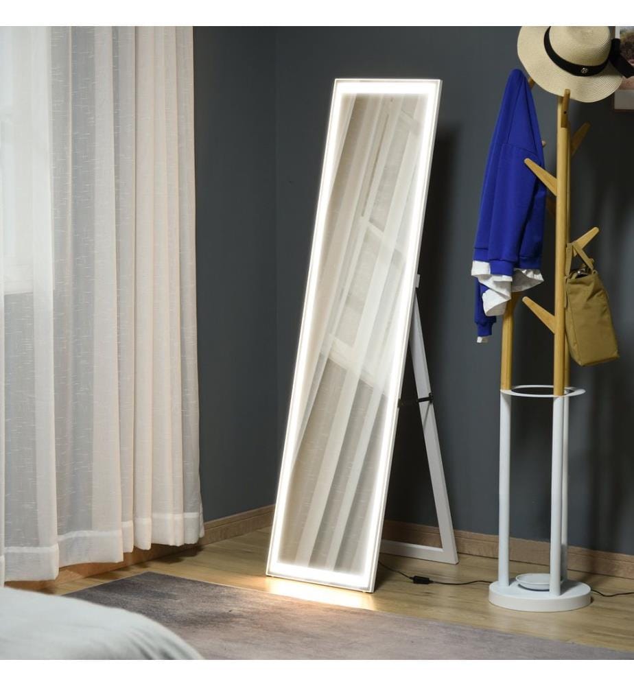 Ganzkörperspiegel Freistehend mit Licht 40x55x156,50 cm braun