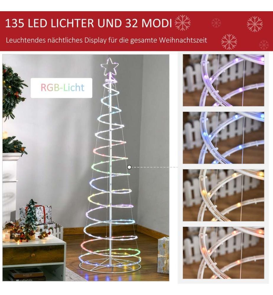 Sapin de Noël en spirale à LED avec 135 mini-lumières
