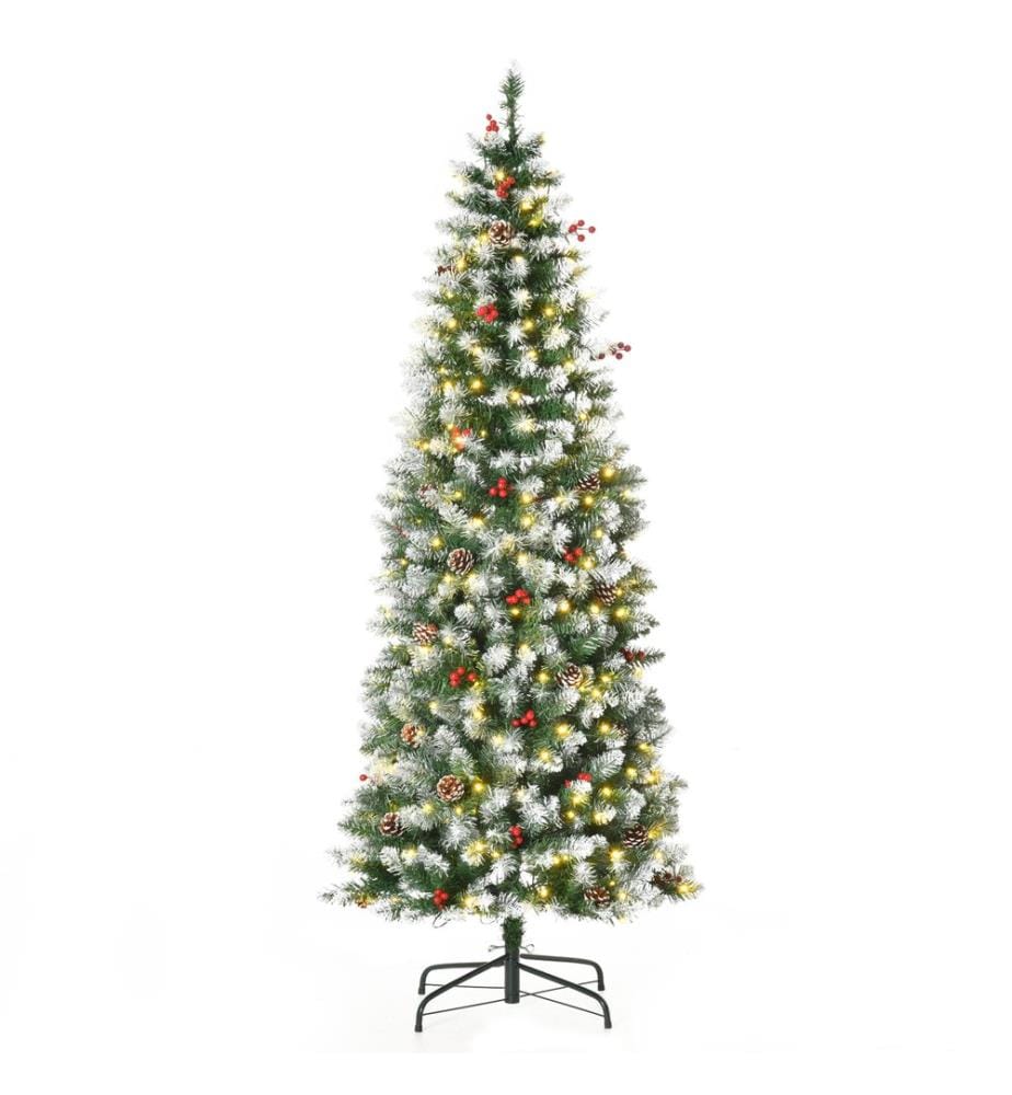 Weihnachtsbaum mit 300 LEDs Deko Schnee 180 cm