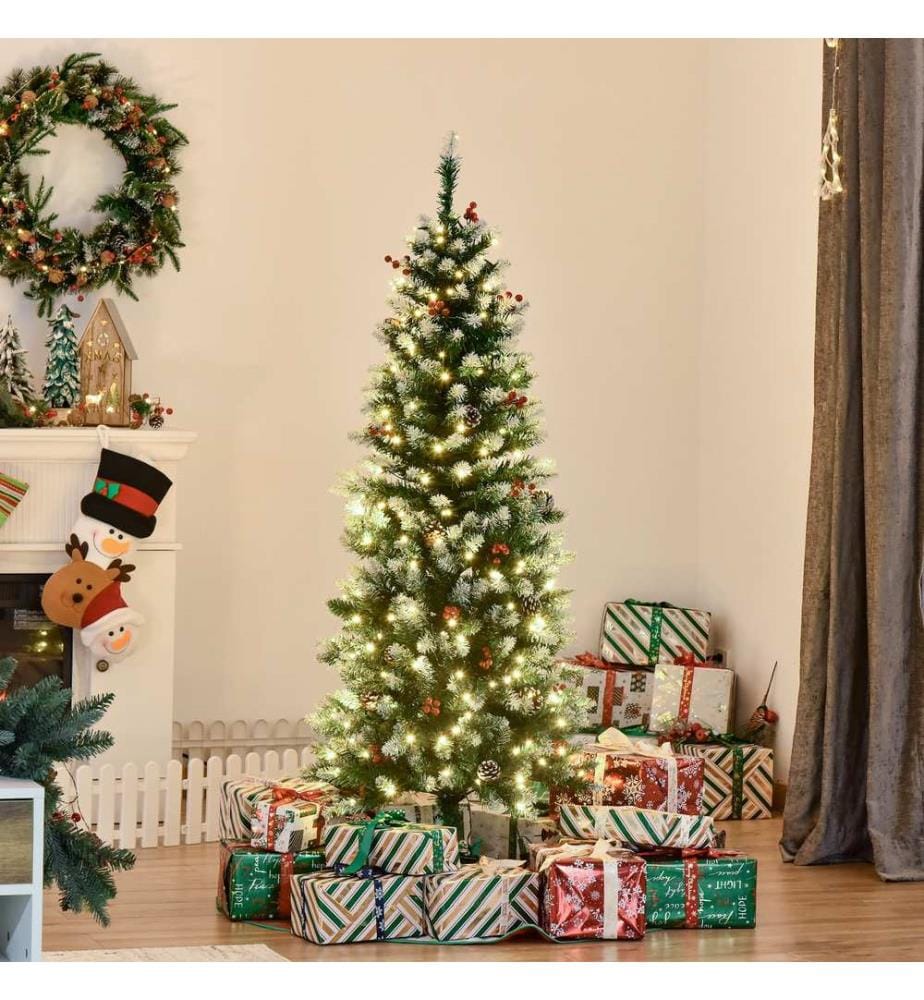 Weihnachtsbaum mit 250 LEDs warmweiss Deko und Schnee