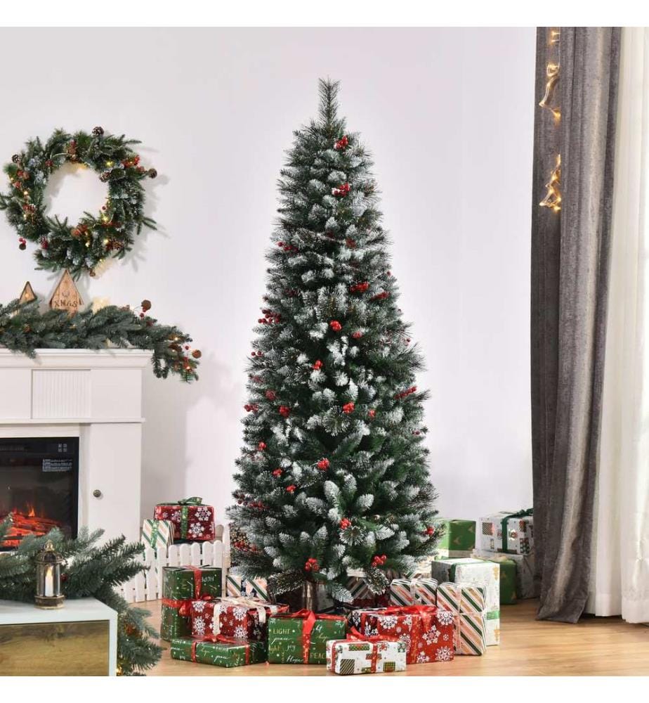 Weihnachtsbaum mit Deko und Schnee 180 cm
