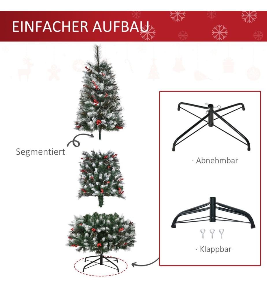 Weihnachtsbaum mit Deko und Schnee 180 cm