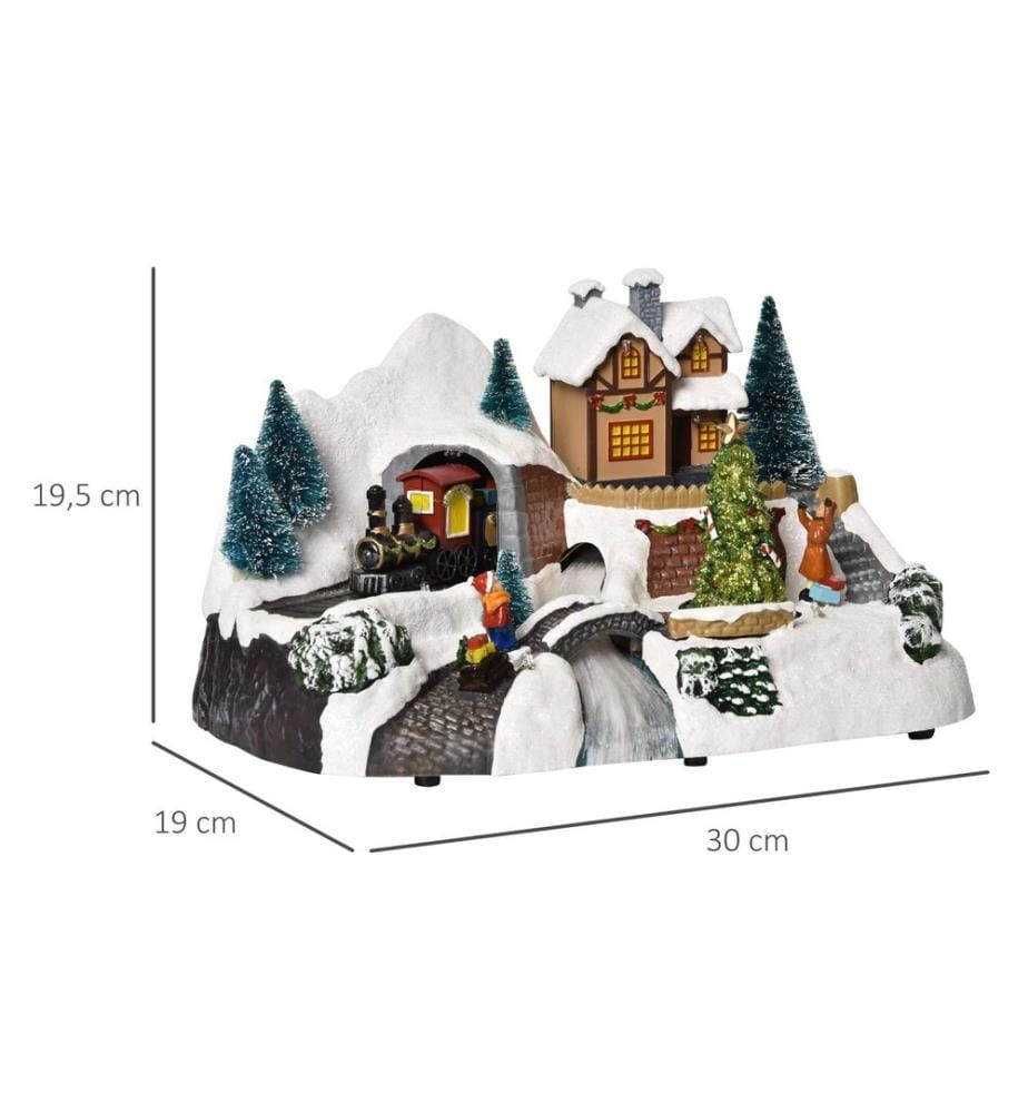 Village de Noël 30 cm x 19 cm x 19,5 cm, illuminé
