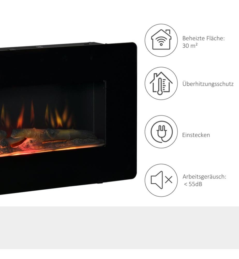 Elektrokamin Wandkamin mit Timer und Fla mmeneffekt