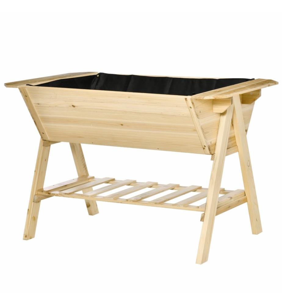 Hochbeet Holz mit Vlies 129x78.5x82.5 cm