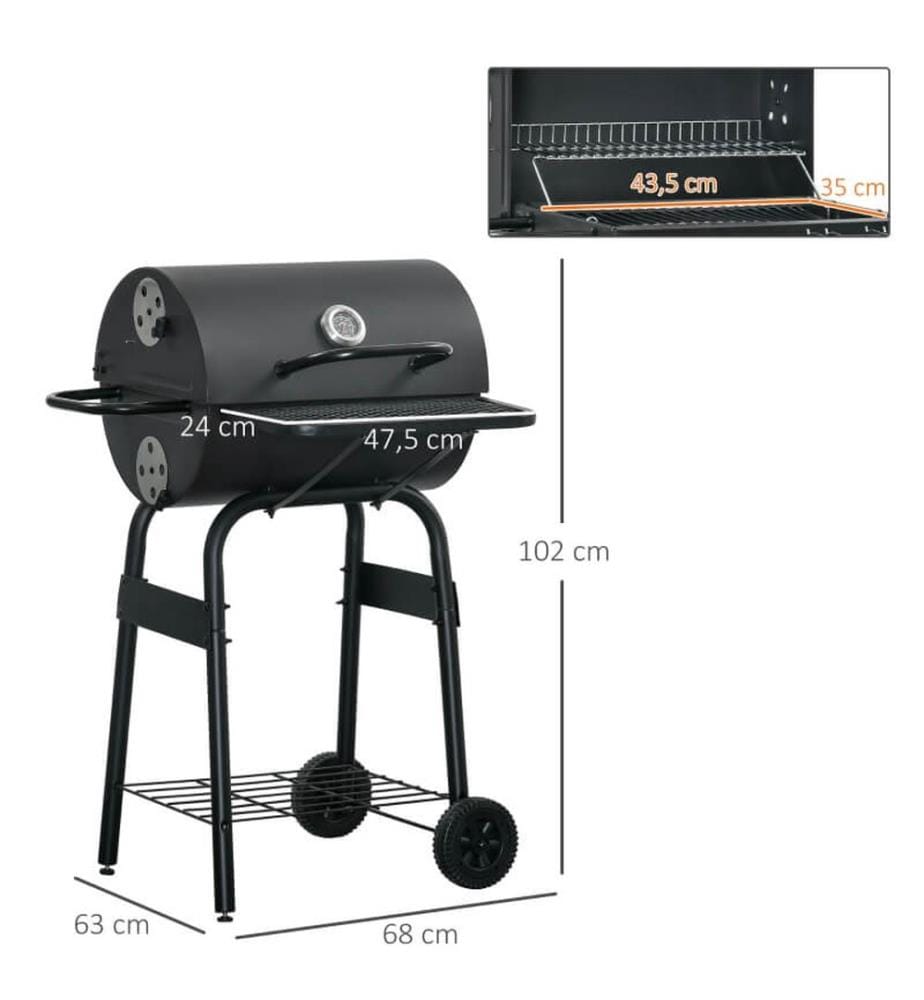 Barbecue au charbon de bois avec thermomètre