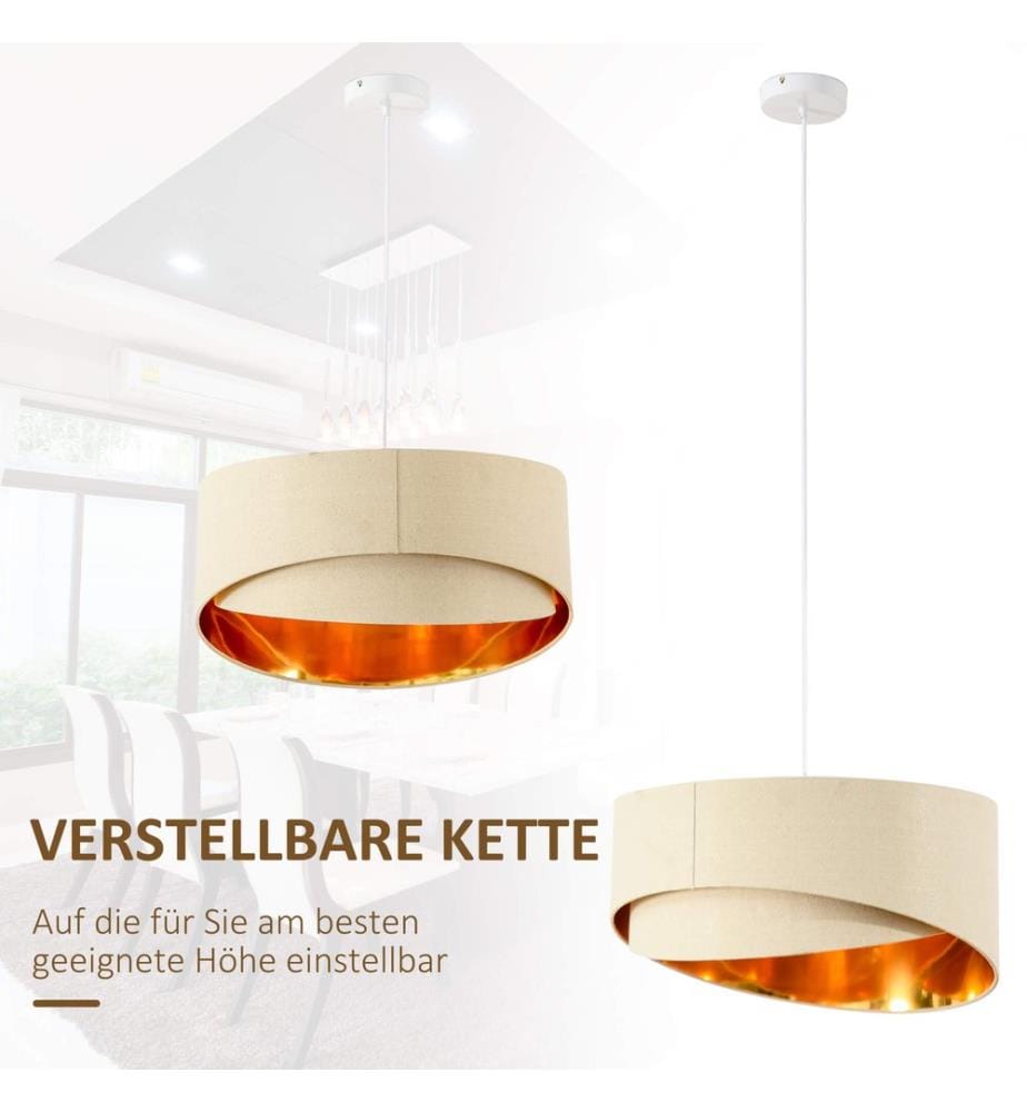 Deckenlampe Hängelampe modern Beige Gold 50 cm