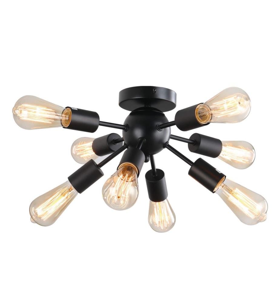 Deckleuchte Deckenlampe Wandlampe Glas 40W Schwarz Stahl 36x36x21 cm