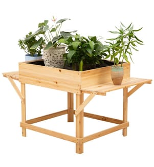 Hochbeet aus Holz Pflanzkasten für Balkon und Garten mit Ablage