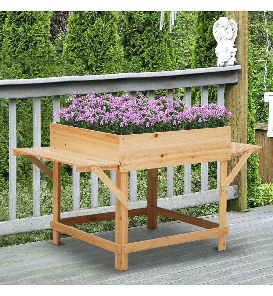 Hochbeet aus Holz Pflanzkasten für Balkon und Garten mit Ablage