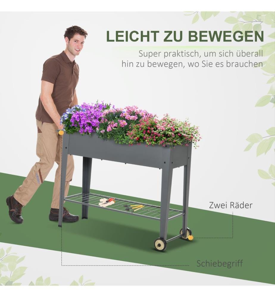 Hochbeet Metall Mobil mit Räder Pflanzkasten