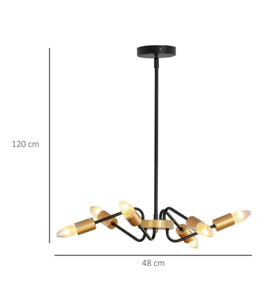 Suspension à 6 ampoules, réglable en hauteur, plafonnier de style industriel, douille E27