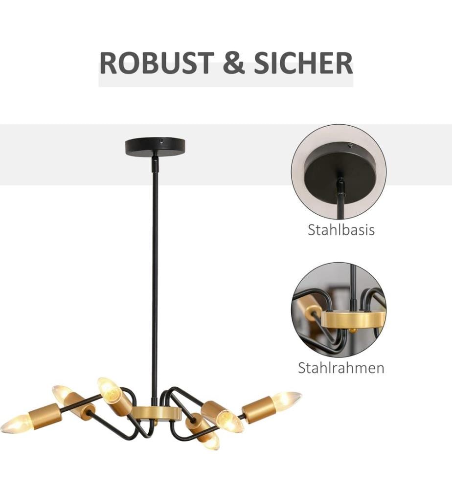 Suspension à 6 ampoules, réglable en hauteur, plafonnier de style industriel, douille E27