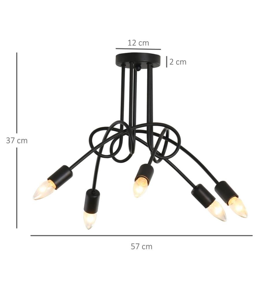 Deckenlampe mit 5 Armen Stahl Schwarz Ø57 x 37 cm