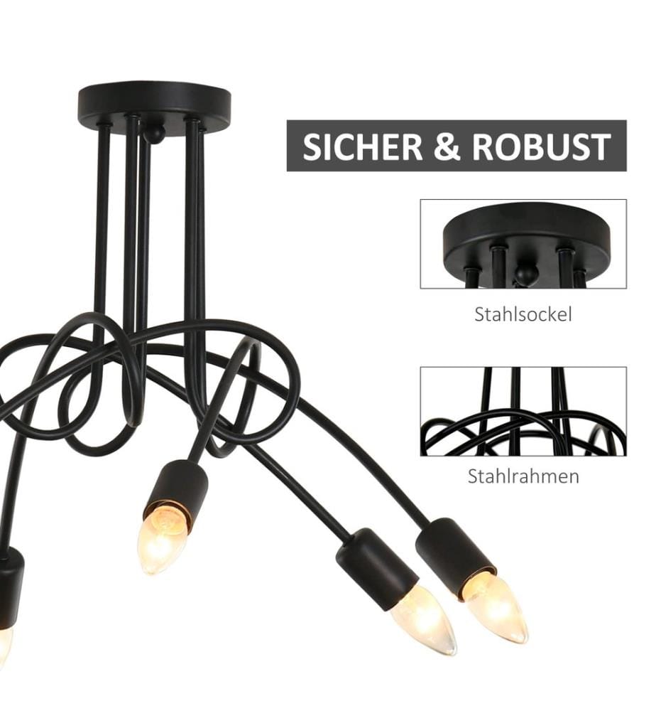 Deckenlampe mit 5 Armen Stahl Schwarz Ø57 x 37 cm