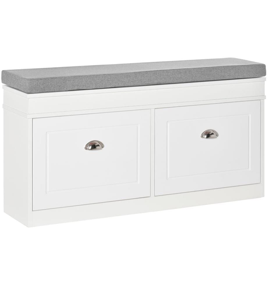 Étagère à chaussures, banc à chaussures, meuble basculant pour chaussures avec rembourrage, blanc