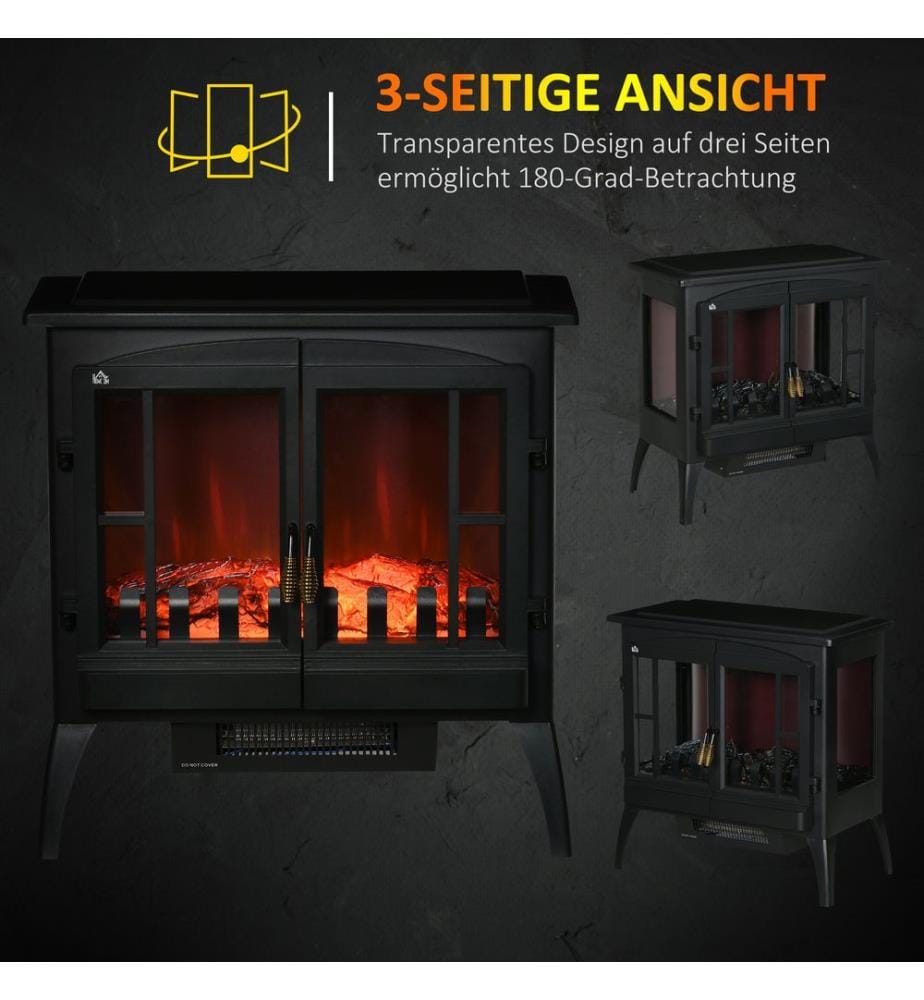 Cheminée électrique, 2 niveaux de chauffage, 60 x 37 x 60,5 cm