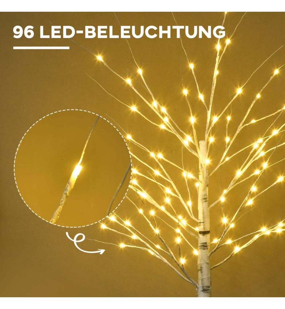 Sapin LED « Bouleau » 96 LED 180 cm blanc chaud