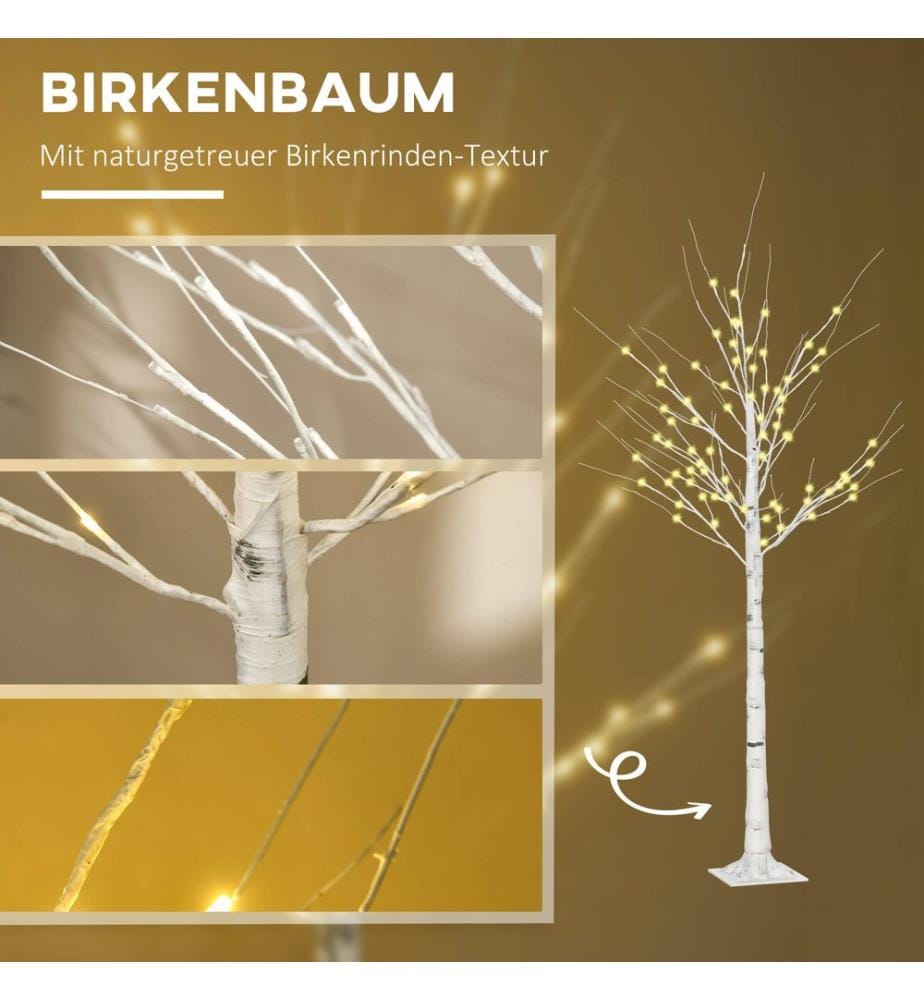 Sapin LED « Bouleau » 96 LED 180 cm blanc chaud