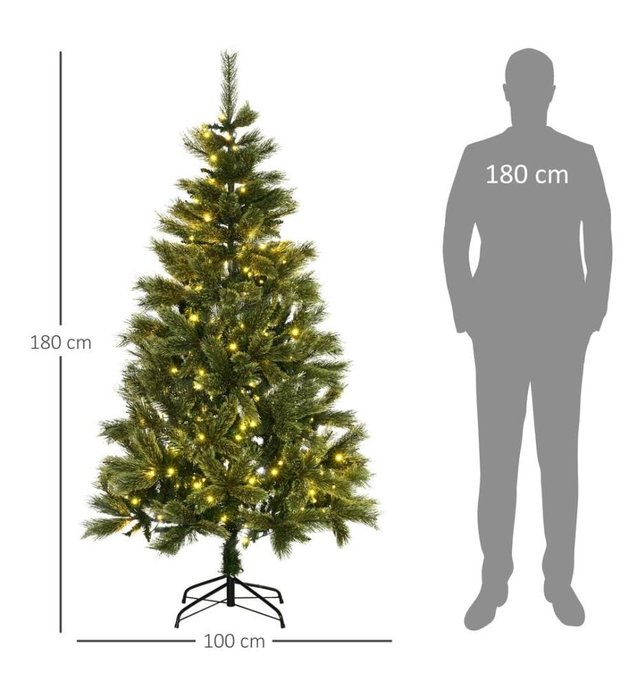 Sapin de Noël à LED, 180 cm, 586 pointes de branches, 240 LED