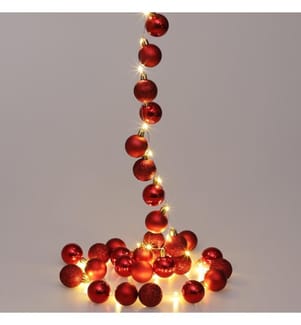 Weihnachtskugeln mit LED Lichterkette Rot Christbaumkugeln