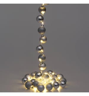 Weihnachtskugeln mit LED Lichterkette Silber Christbaumkugeln
