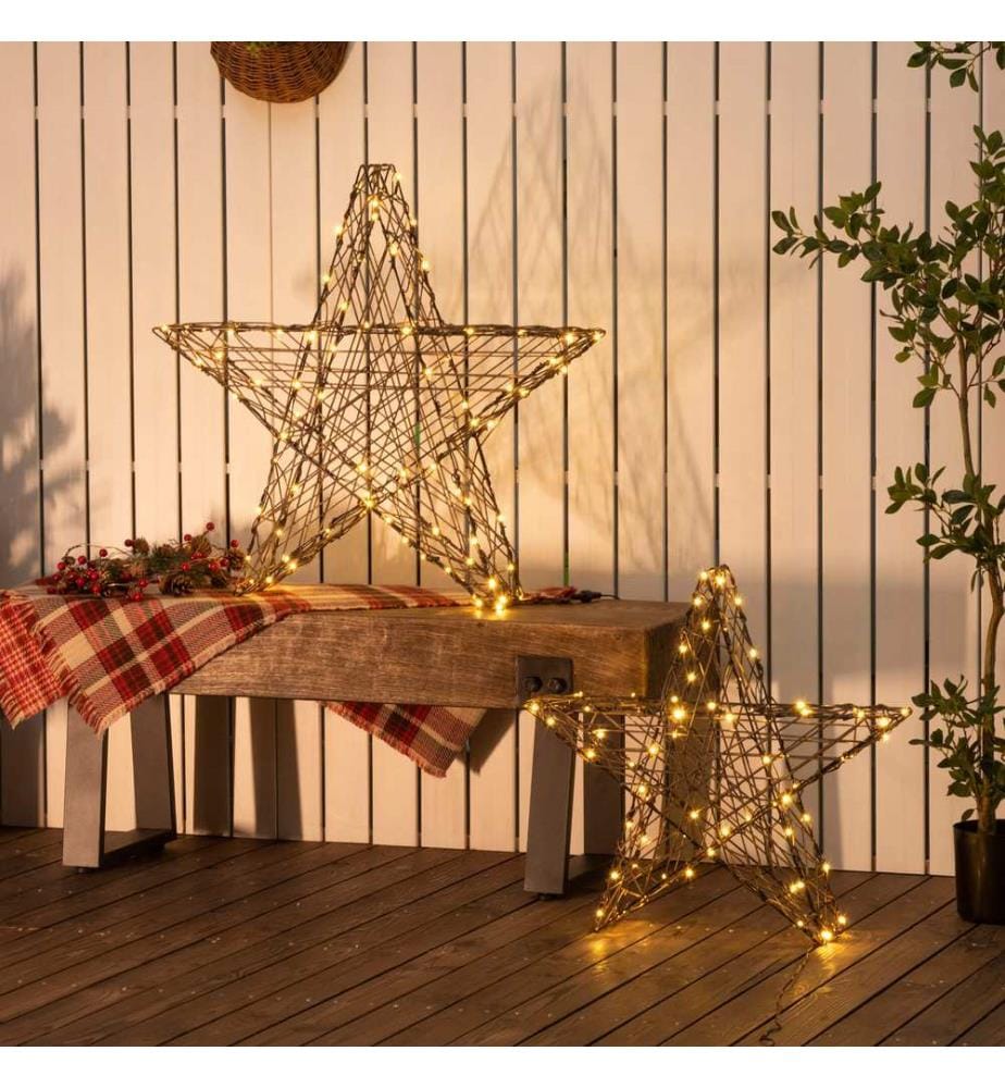 Lot de 2 poinsettias XXL, 160 LED, 80 cm