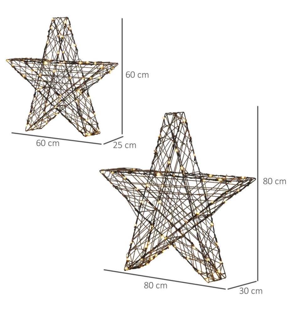 Lot de 2 poinsettias XXL, 160 LED, 80 cm