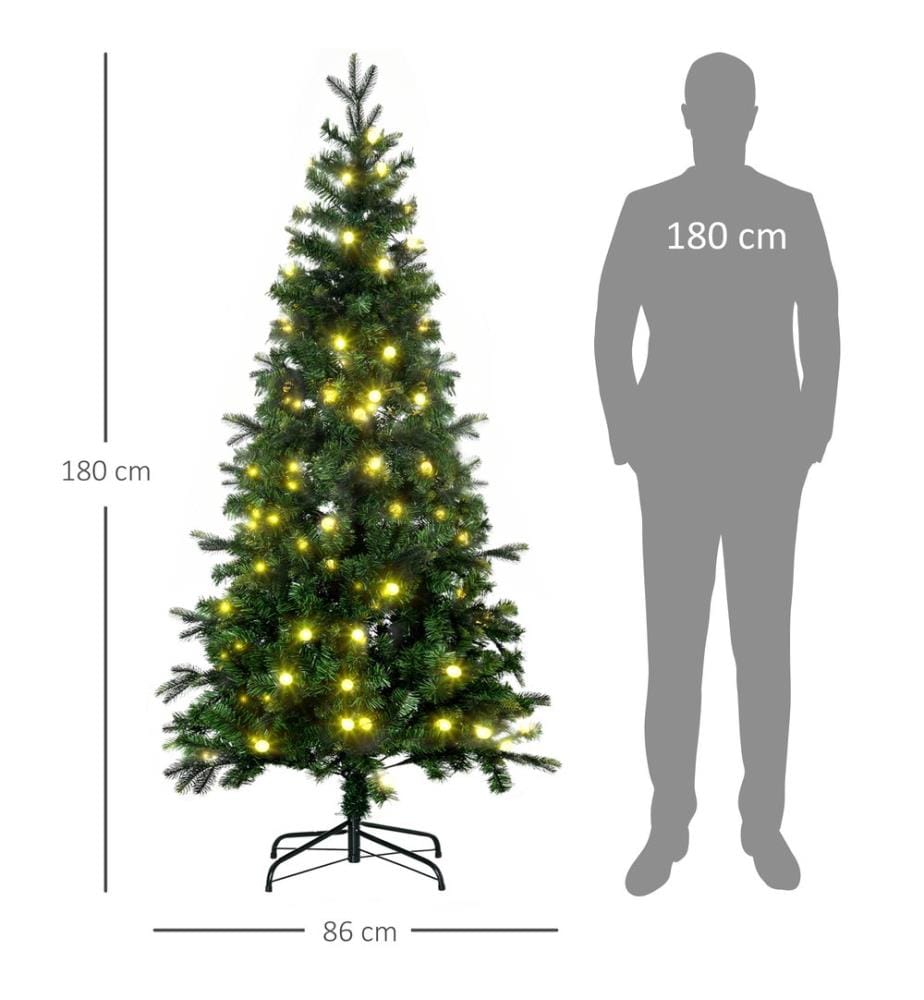 Sapin de Noël LED 180 cm, 509 pointes de branches, 4 couleurs de lumières