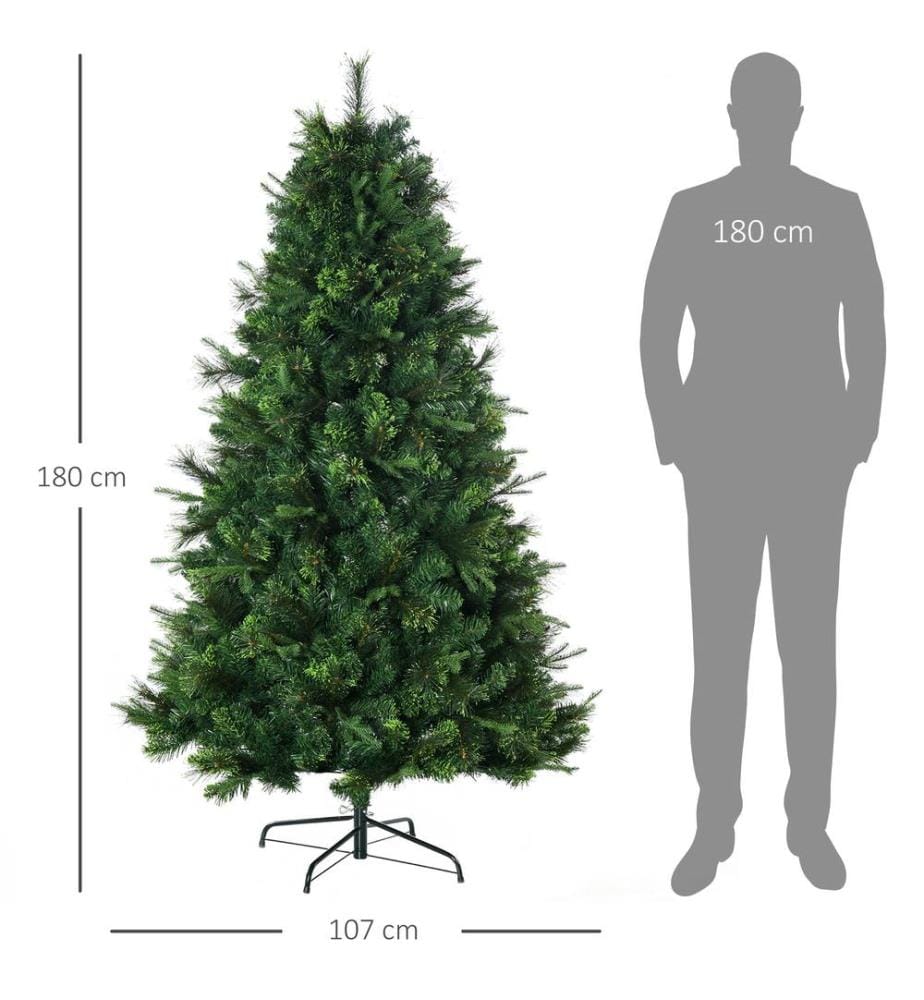 Sapin de Noël artificiel de 180 cm avec socle, 910 pointes de branches