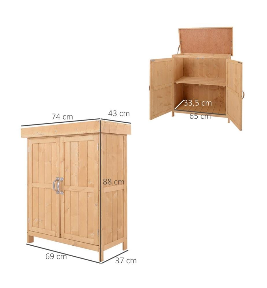 Gartenschrank Doppeltür Tannenholz Natur 74x43x88 cm