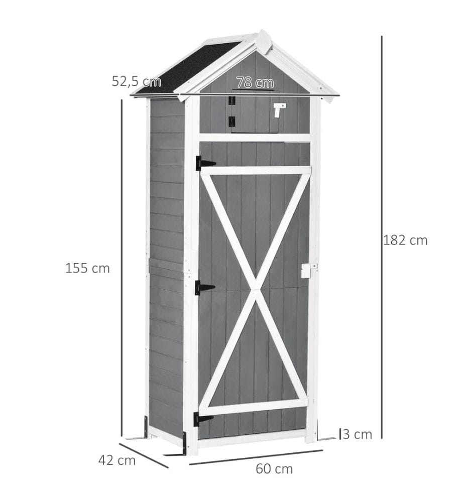 Abri de jardin en bois avec porte, 78 x 52,5 x 182 cm