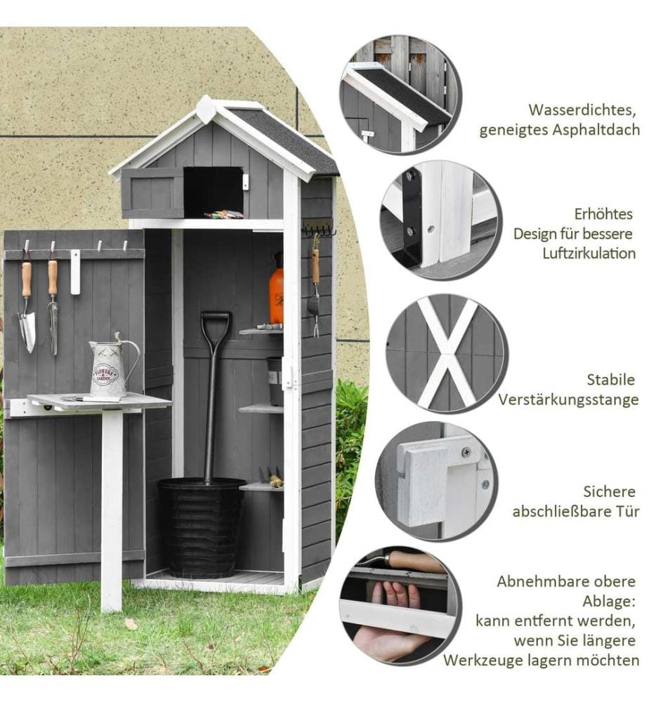 Abri de jardin en bois avec porte, 78 x 52,5 x 182 cm