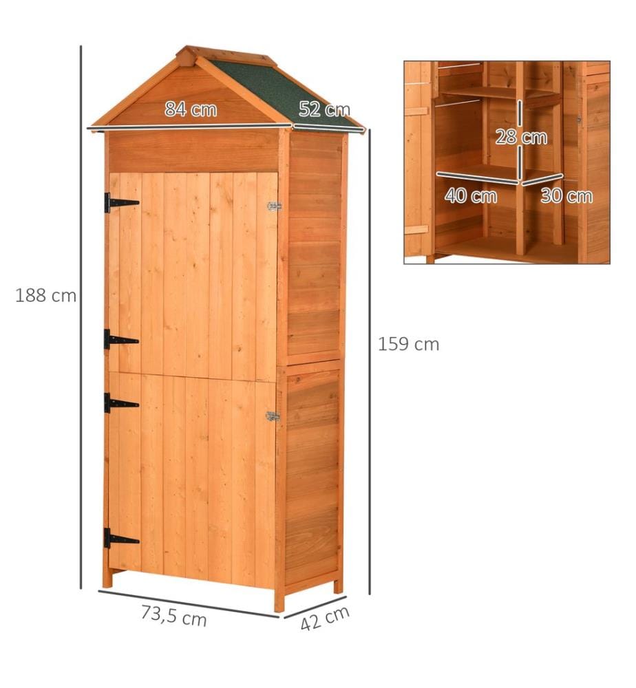 Gartenschrank 84x52x188 cm Holz-Geräteschuppen