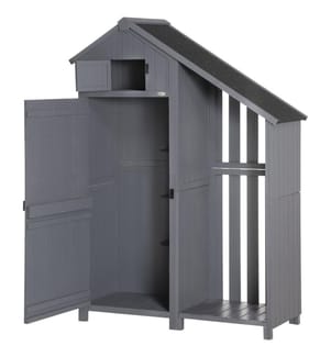 Gartenschrank Holz Geräteschuppen 129x51.5x180 cm Gerätehaus