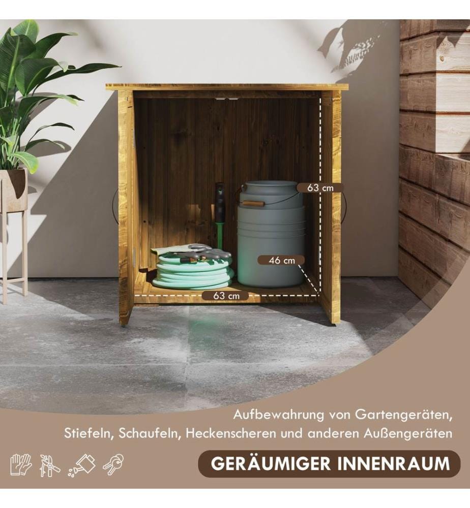 Armoire de jardin en bois pour outils, 77 x 55 x 72 cm, abri de jardin
