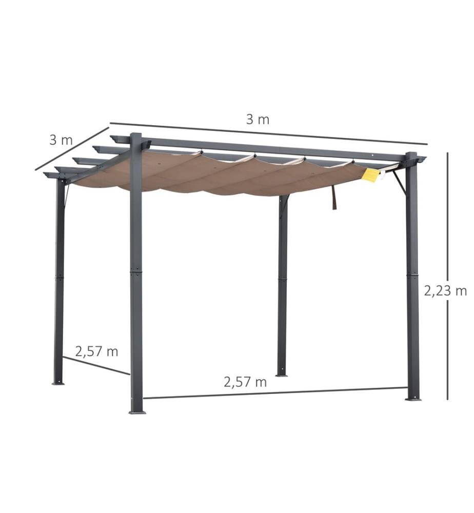 Pergola Pavillon mit Schiebedach Alu 3x3x2.2m