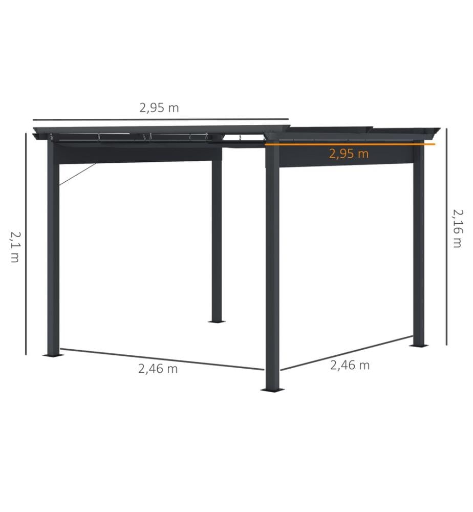 Pergola 2.95x2.95m Pavillon Aluminium