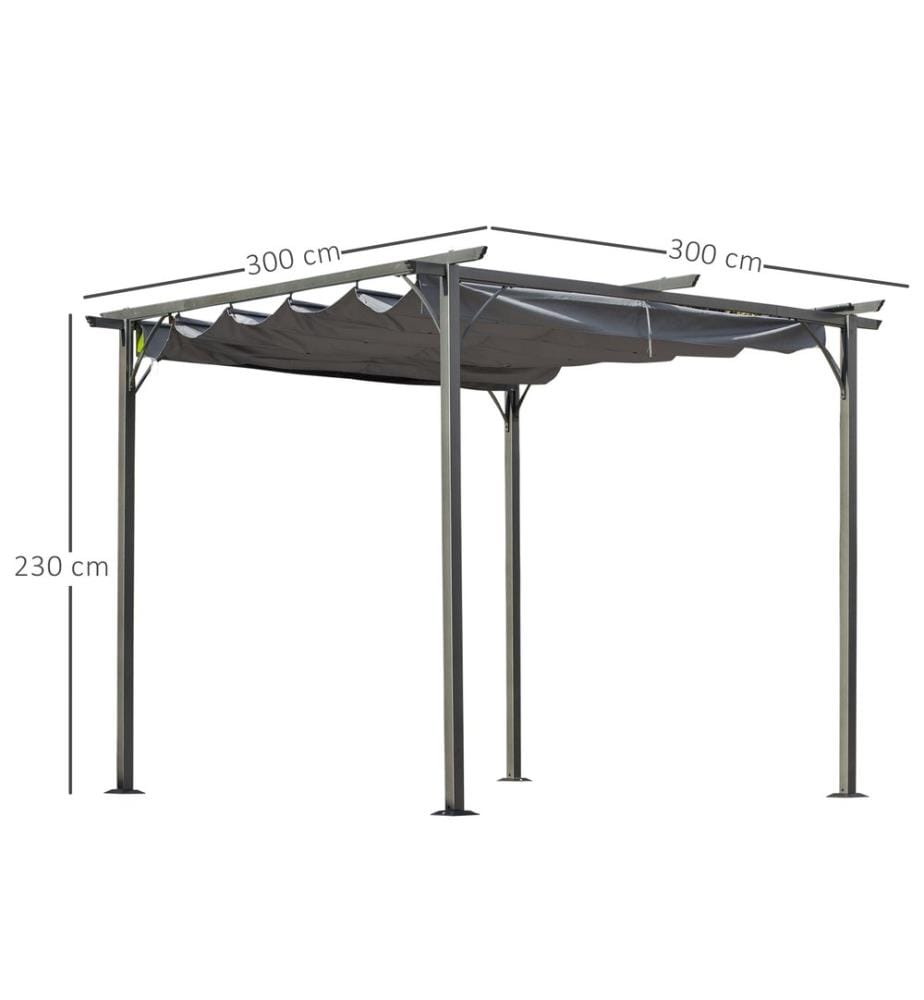 Pergola Pavillon 3x3m mit Schiebedach