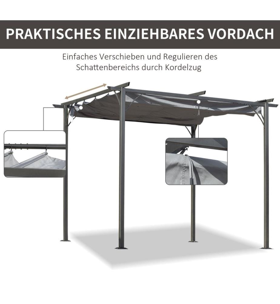 Pergola Pavillon 3x3m mit Schiebedach